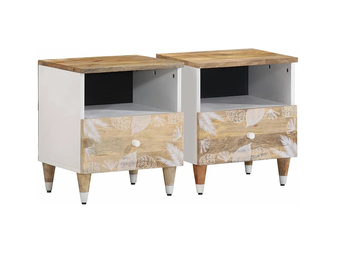 Mesas de cabeceira 2 pcs 40x33x46 cm madeira mangueira maciça