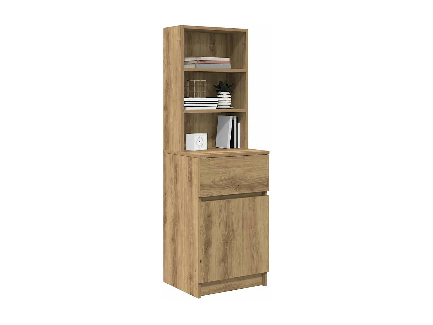 Table de chevet chêne artisanal 39x35x125 cm bois d'ingénierie