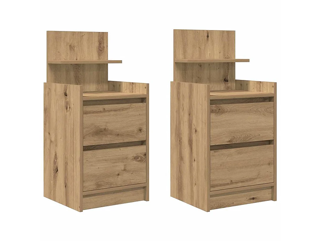 Tables de chevet 2 tiroirs 2 pcs chêne artisanal 38x34x80 cm