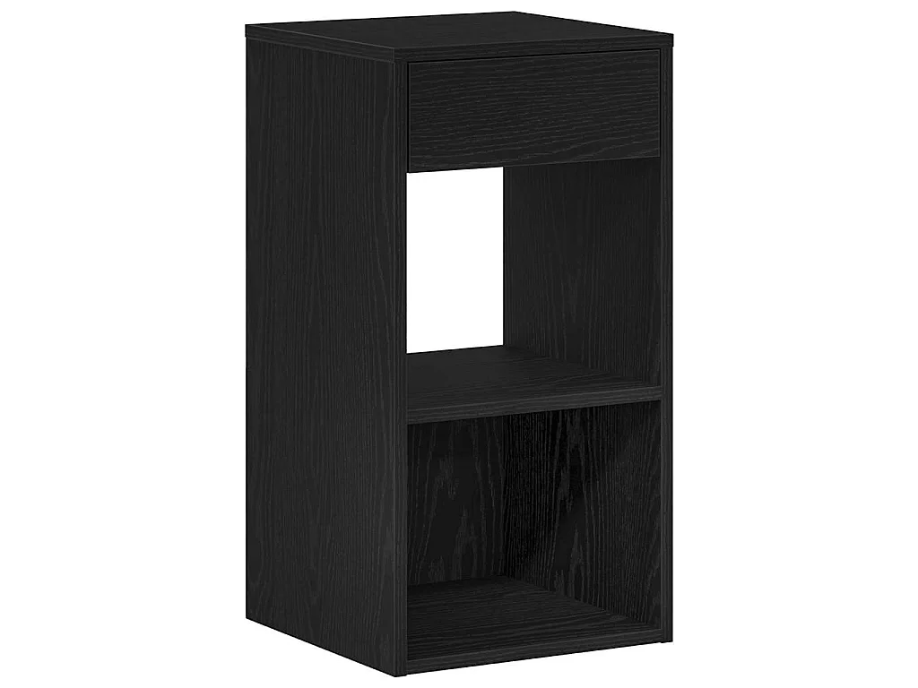Comodino con Cassetto Rovere Nero 35x34x66,5 cm