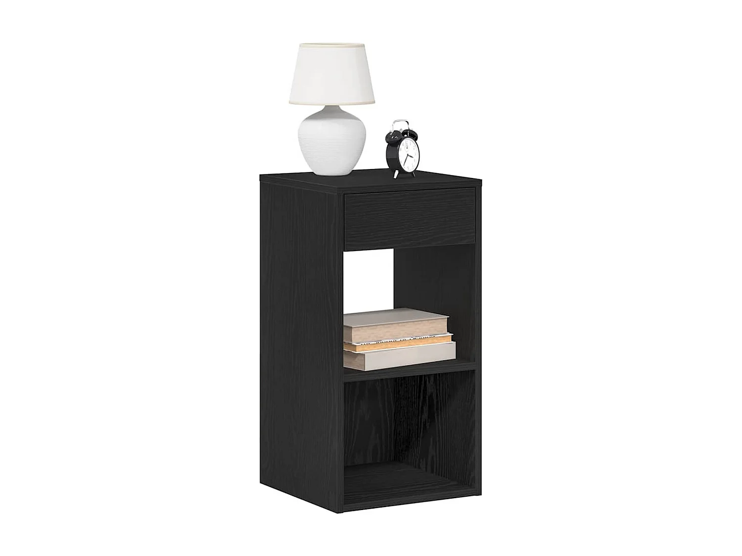 Comodino con Cassetto Rovere Nero 35x34x66,5 cm