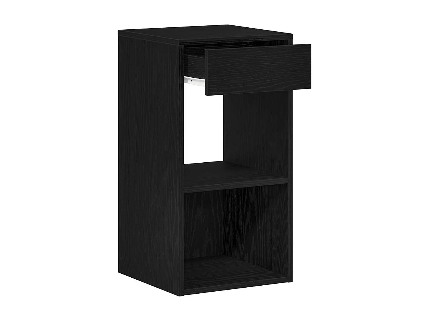 Comodino con Cassetto Rovere Nero 35x34x66,5 cm