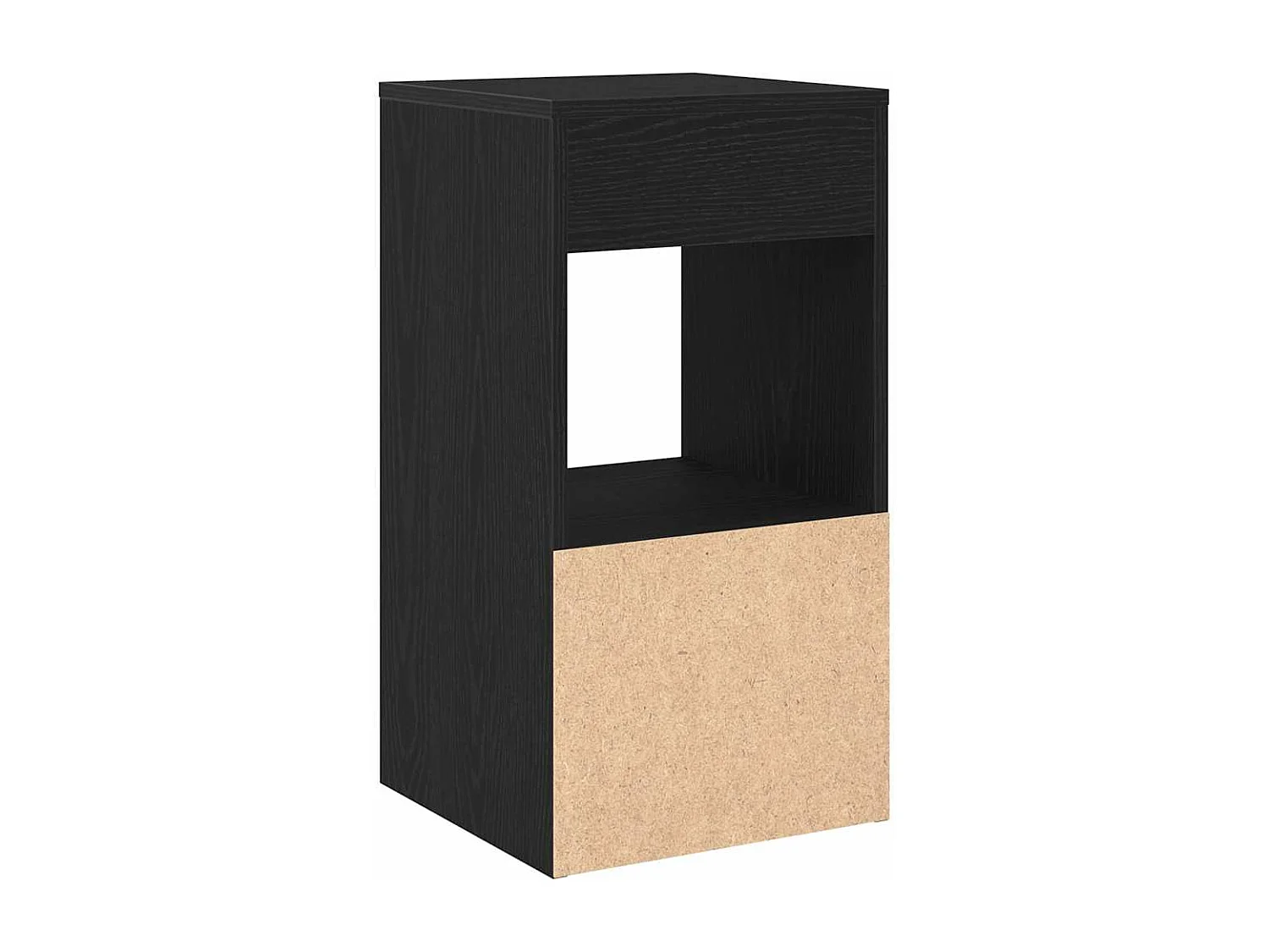 Comodino con Cassetto Rovere Nero 35x34x66,5 cm