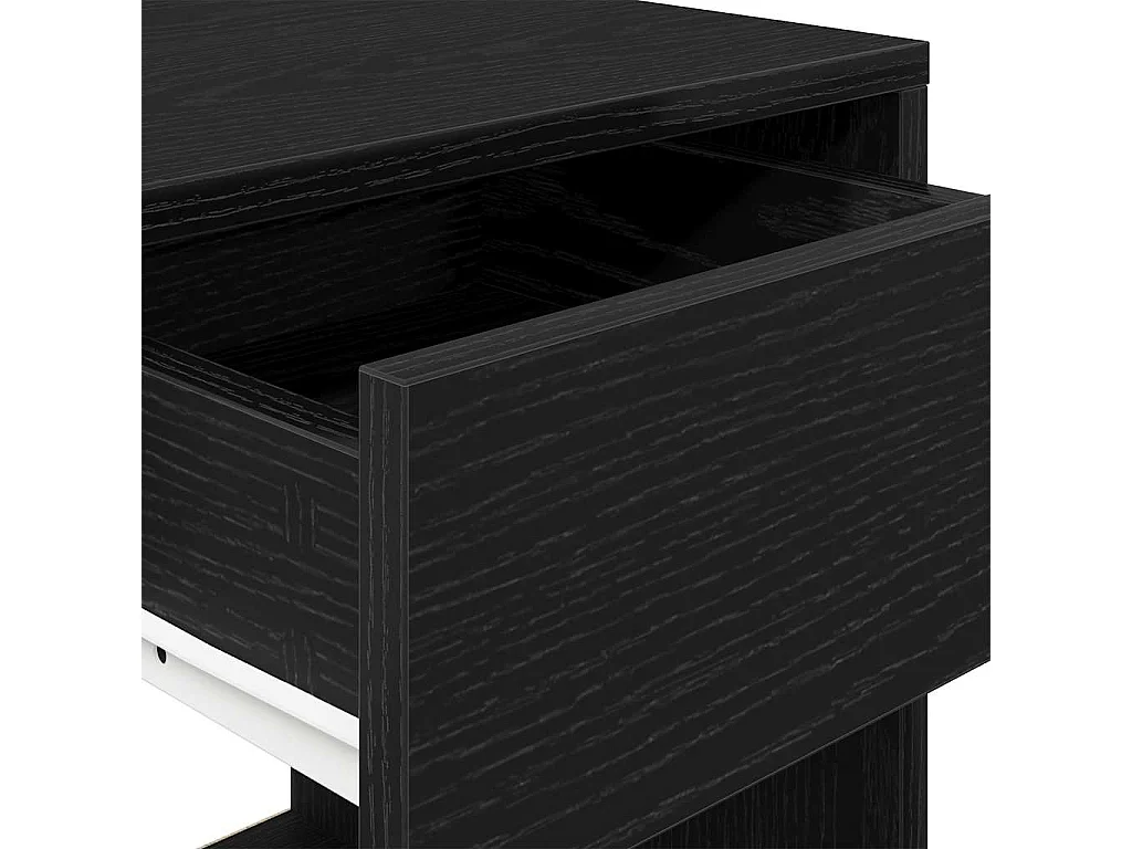 Comodino con Cassetto Rovere Nero 35x34x66,5 cm