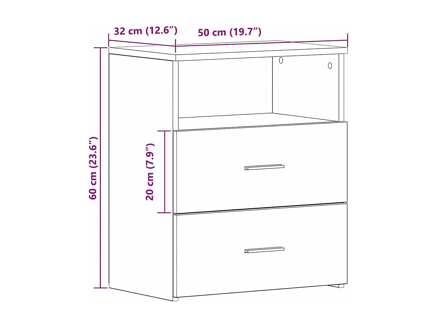 Nachttische 2 Stk. Artisan-Eiche 50x32x60 cm Holzwerkstoff