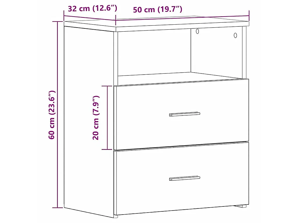 Mesitas noche 2 uds madera ingeniería roble artisan 50x32x60 cm