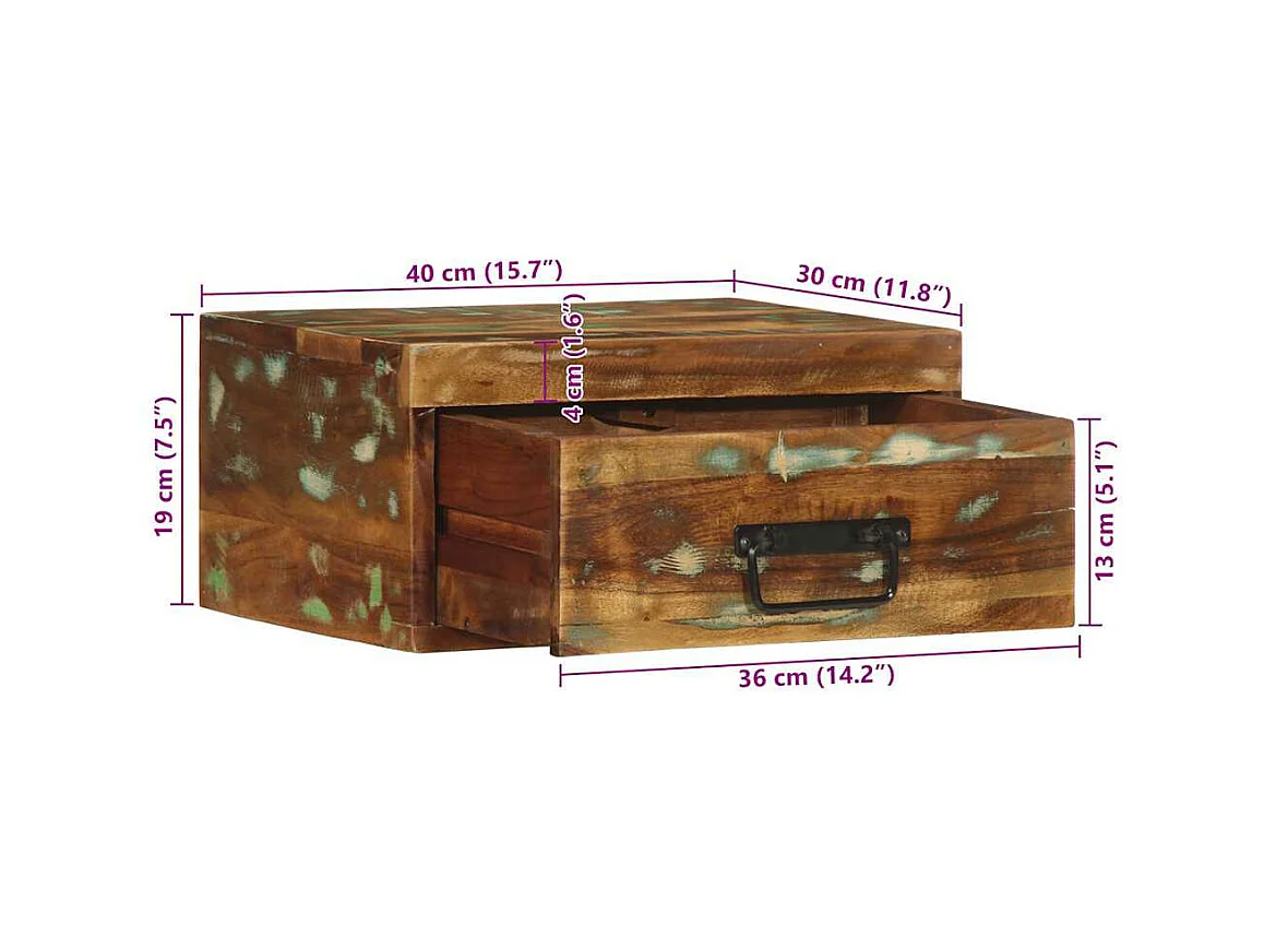 Tables de chevet murales 2 pcs bois massif de récupération