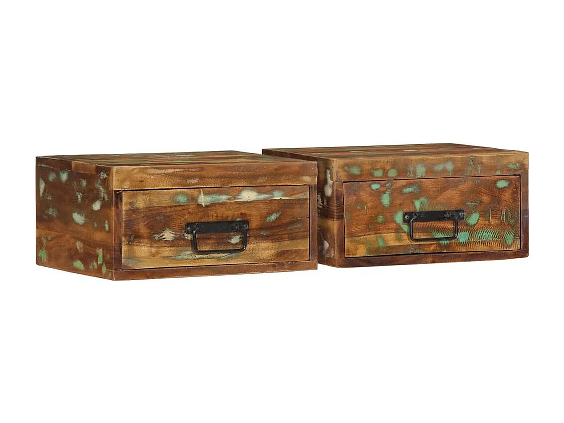 Tables de chevet murales 2 pcs bois massif de récupération