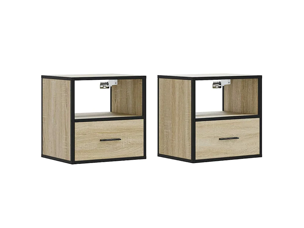 Comodini a Muro 2 pz Rovere Sonoma 40x31x39,5 cm