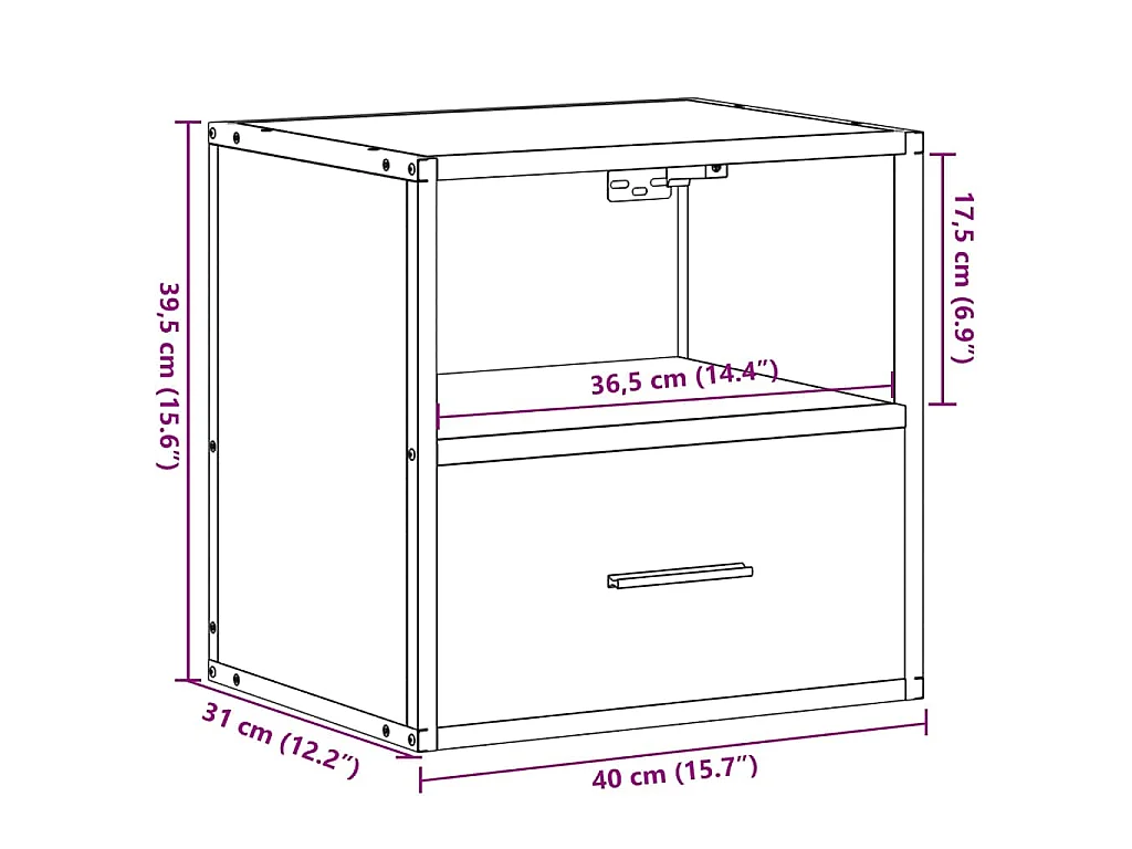 Comodini a Muro 2 pz Rovere Sonoma 40x31x39,5 cm
