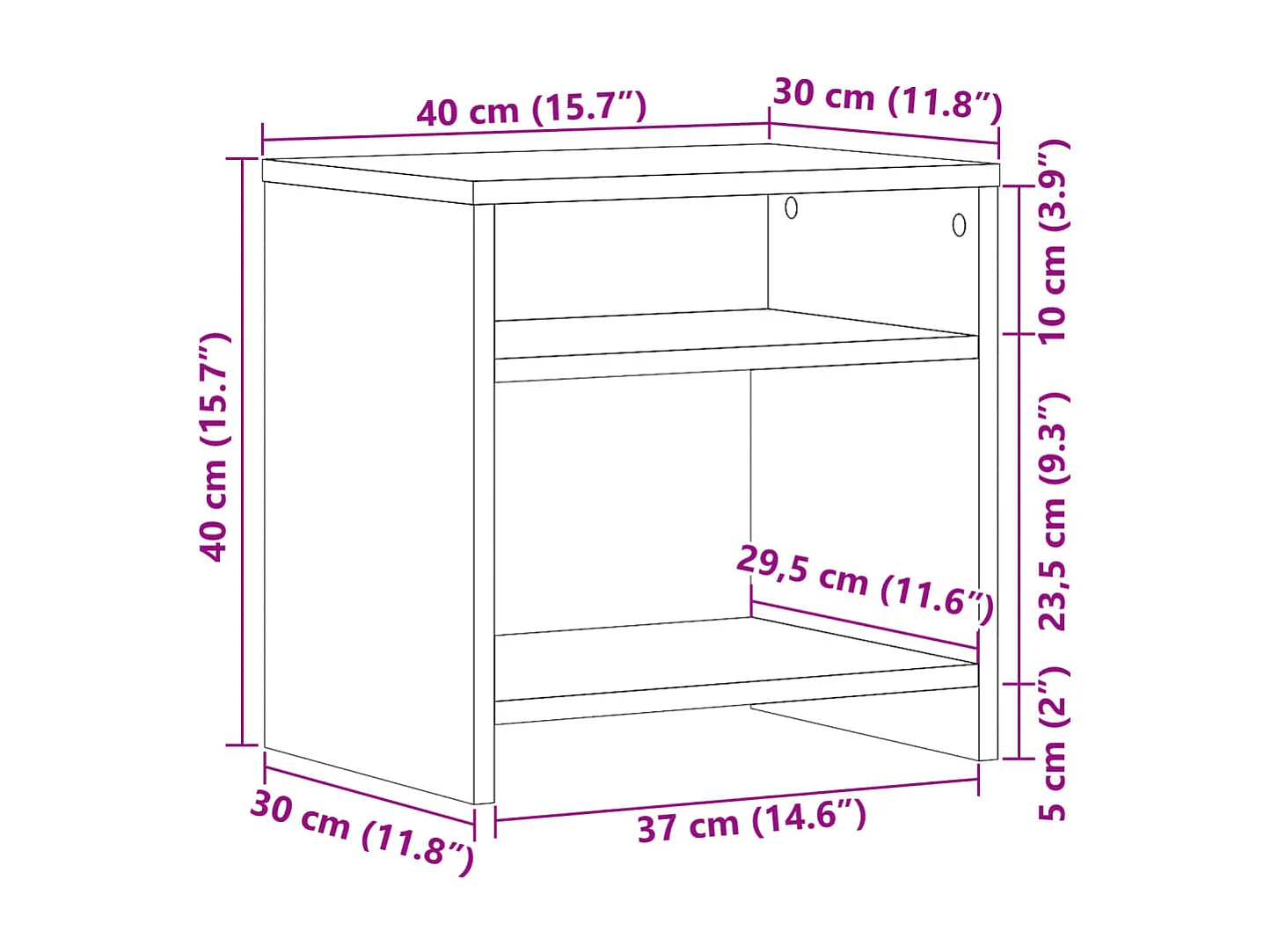 Mesitas de noche 2 uds madera ingeniería envejecida 40x30x40 cm
