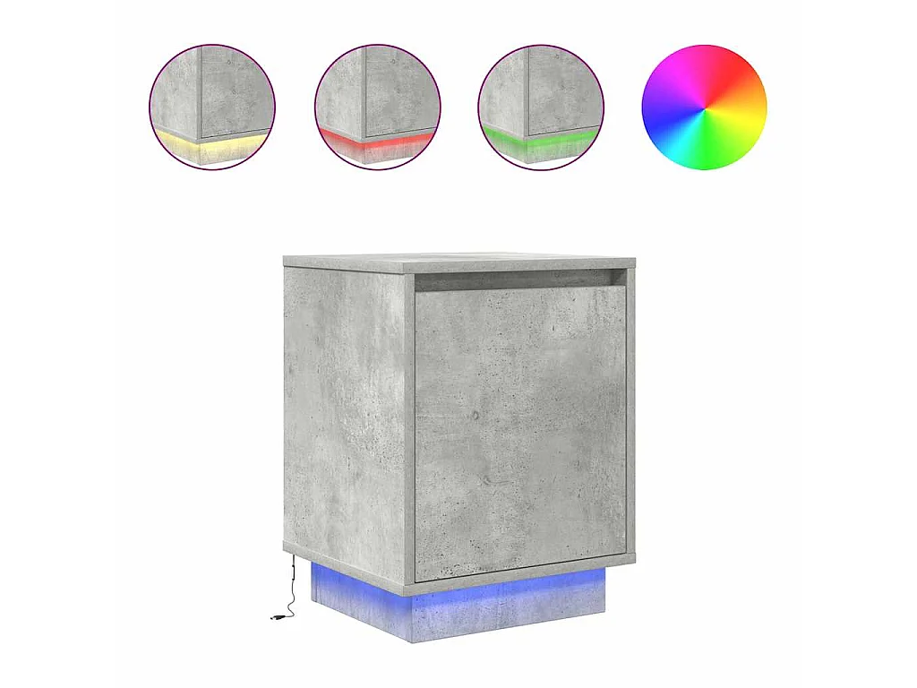 Nachttische mit LED-Leuchten 2 Stk. Betongrau 38x34x50 cm
