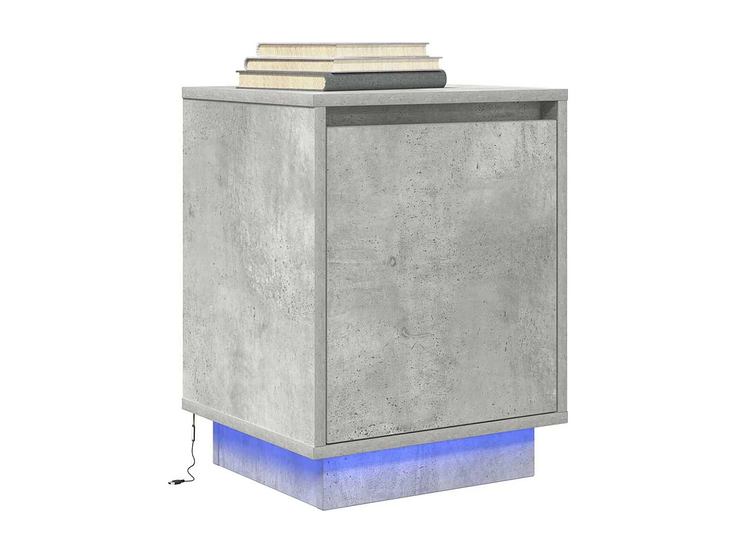 Nachttische mit LED-Leuchten 2 Stk. Betongrau 38x34x50 cm