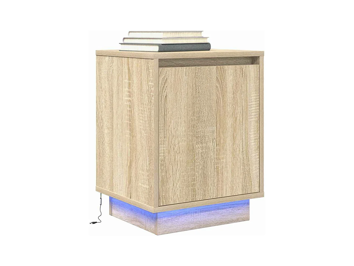 Table de chevet avec lumières LED chêne sonoma 38x34x50 cm