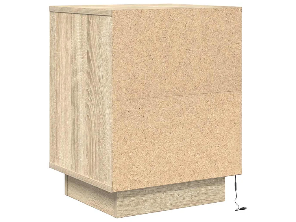 Mesa de cabeceira com luzes LED 38x34x50 cm carvalho sonoma