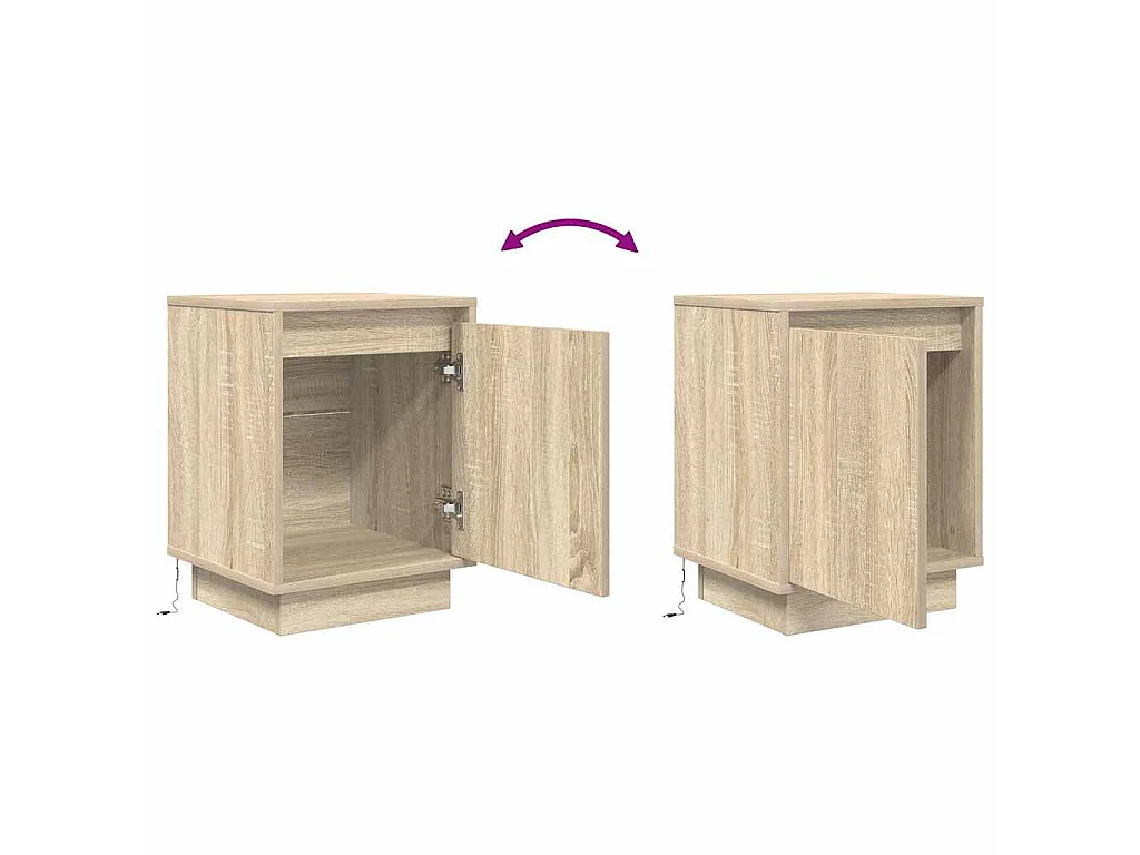 Mesa de cabeceira com luzes LED 38x34x50 cm carvalho sonoma
