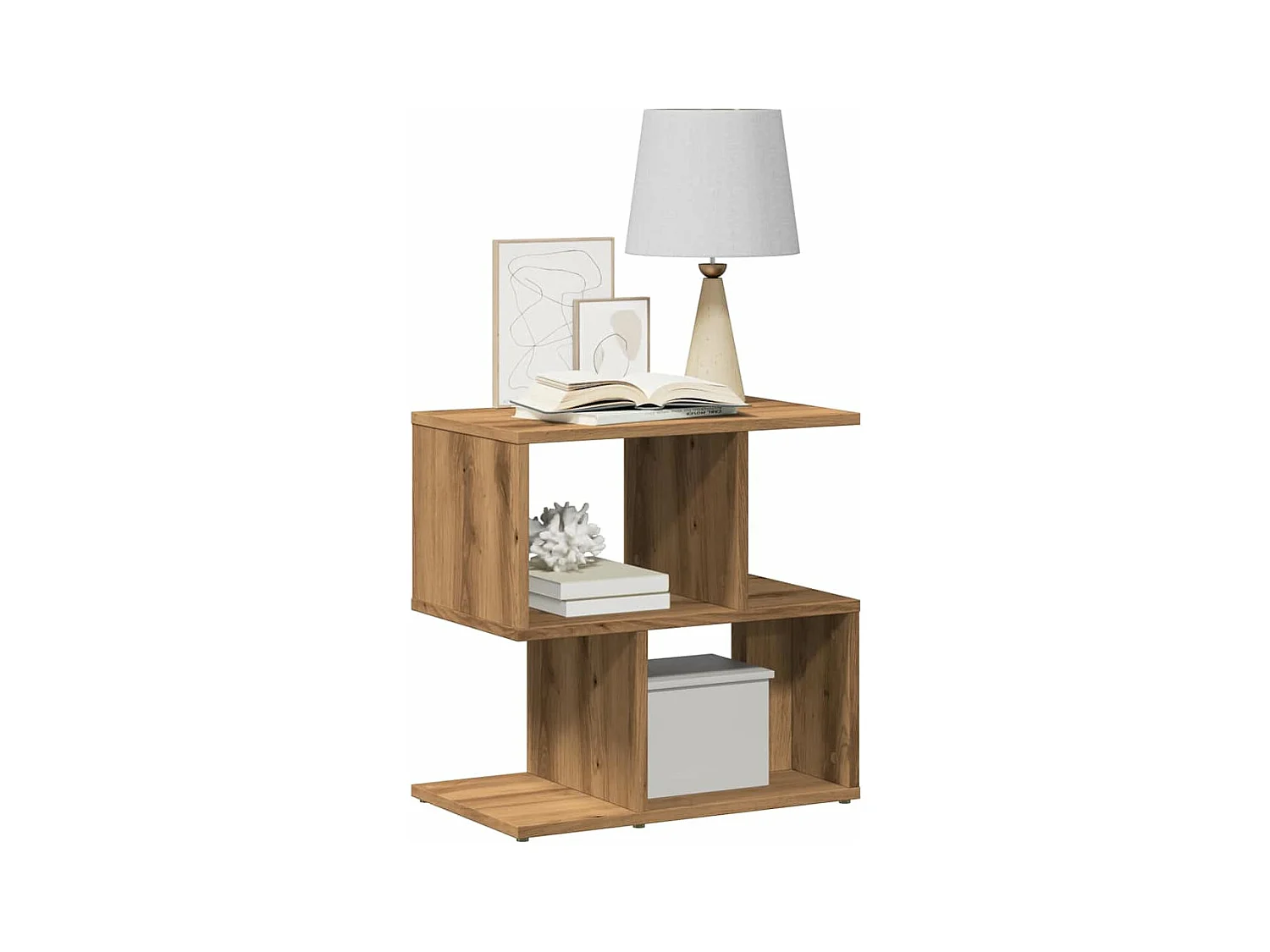 Table de chevet chêne artisanal 50x30x51,5 cm bois d'ingénierie