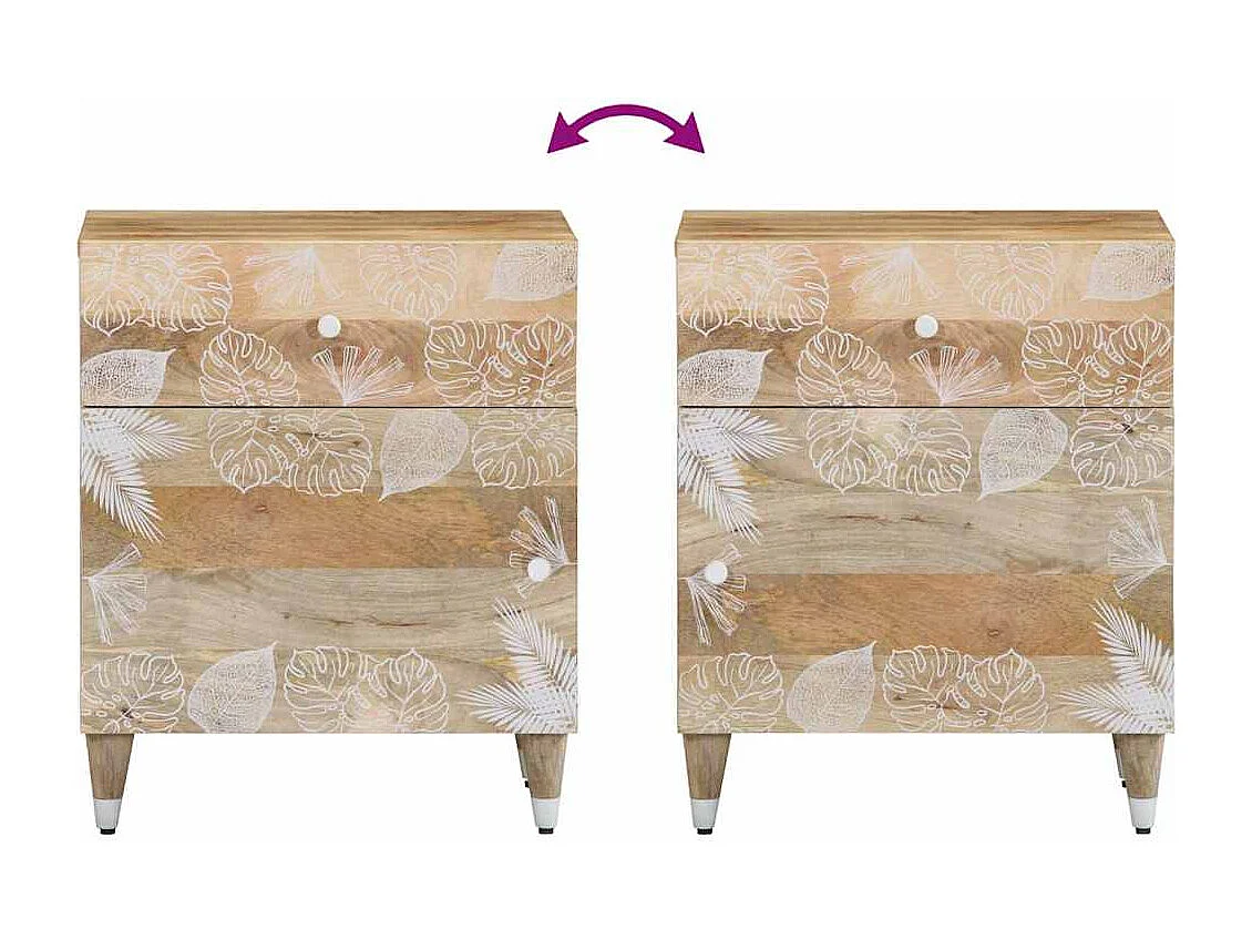 Table de chevet 50x33x60 cm bois de manguier massif