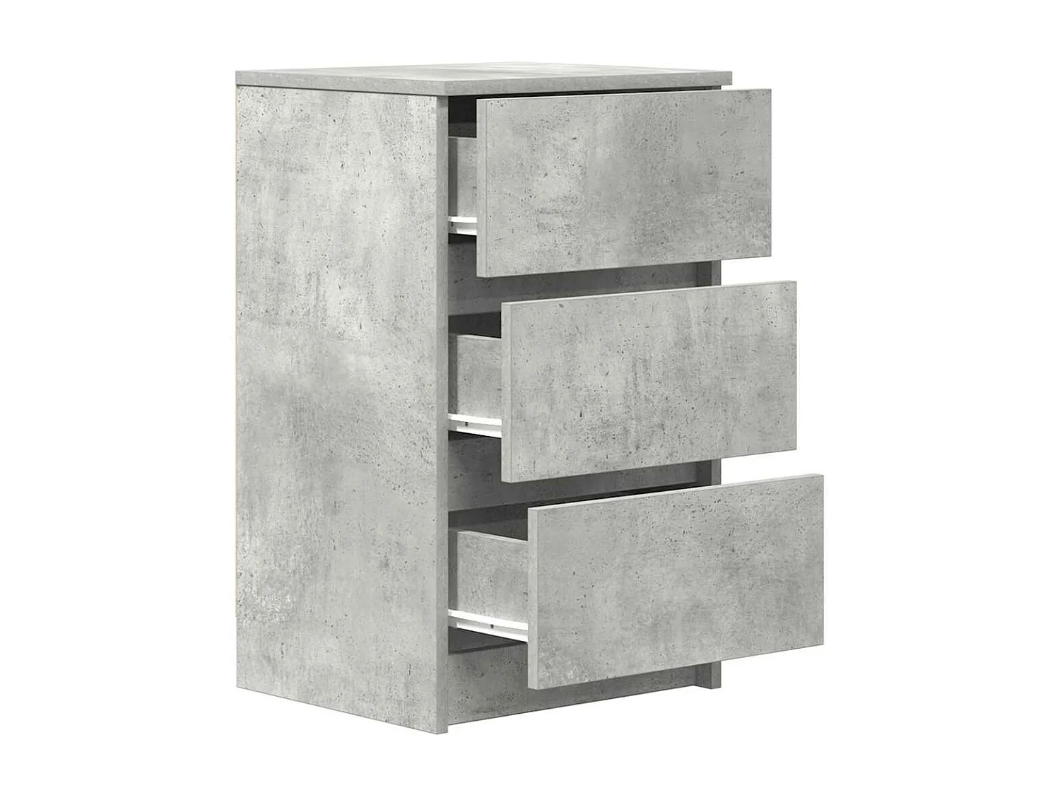Table de chevet avec 3 tiroirs gris béton 39x35x65 cm
