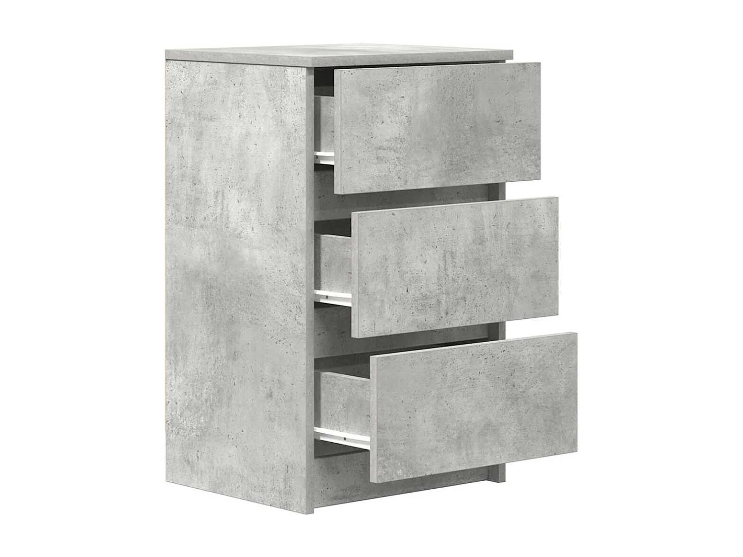 Comodino con 3 Cassetti Grigio Cemento 39x35x65 cm