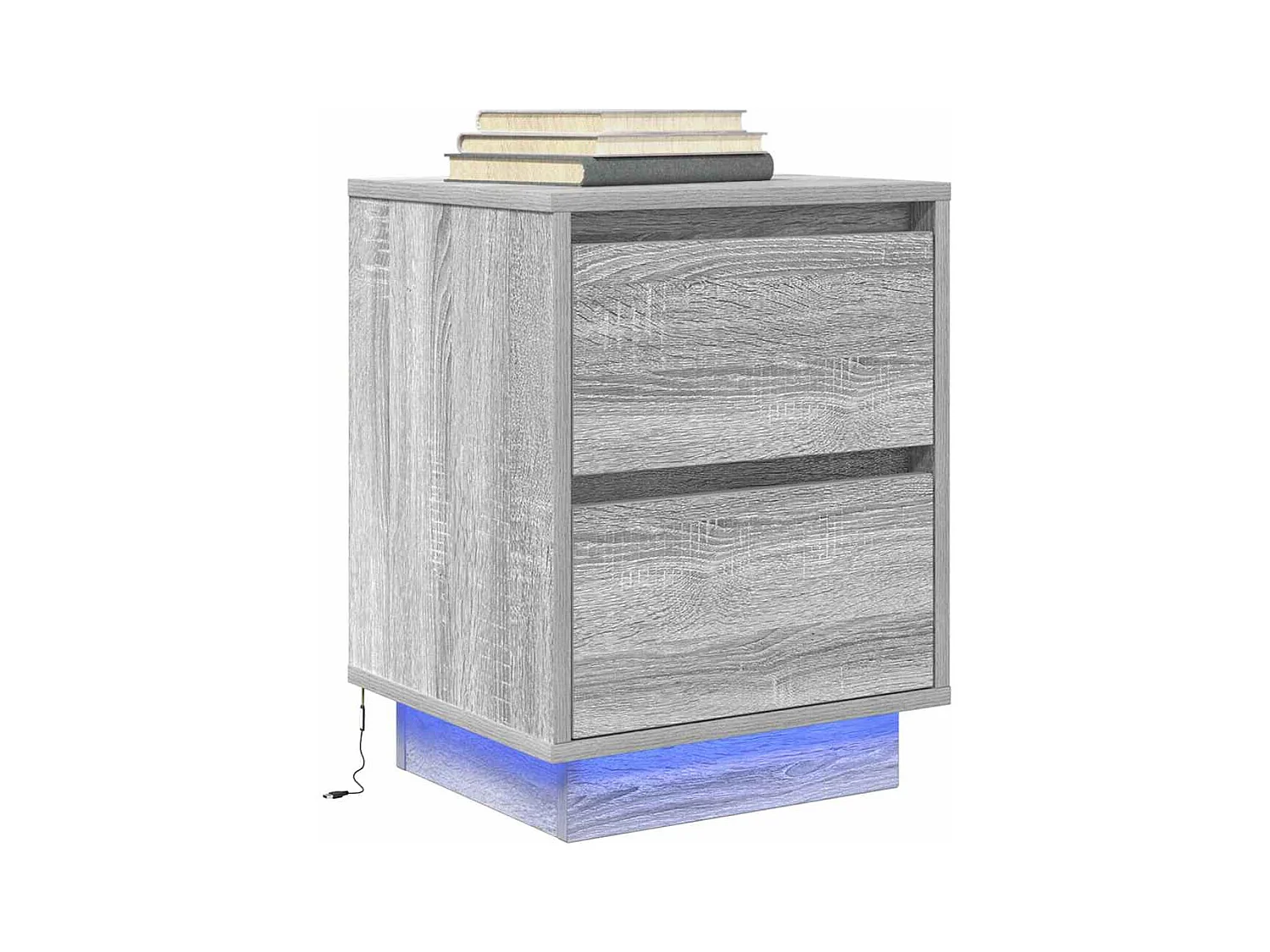 Table de chevet avec lumières LED sonoma gris 38x34x50 cm