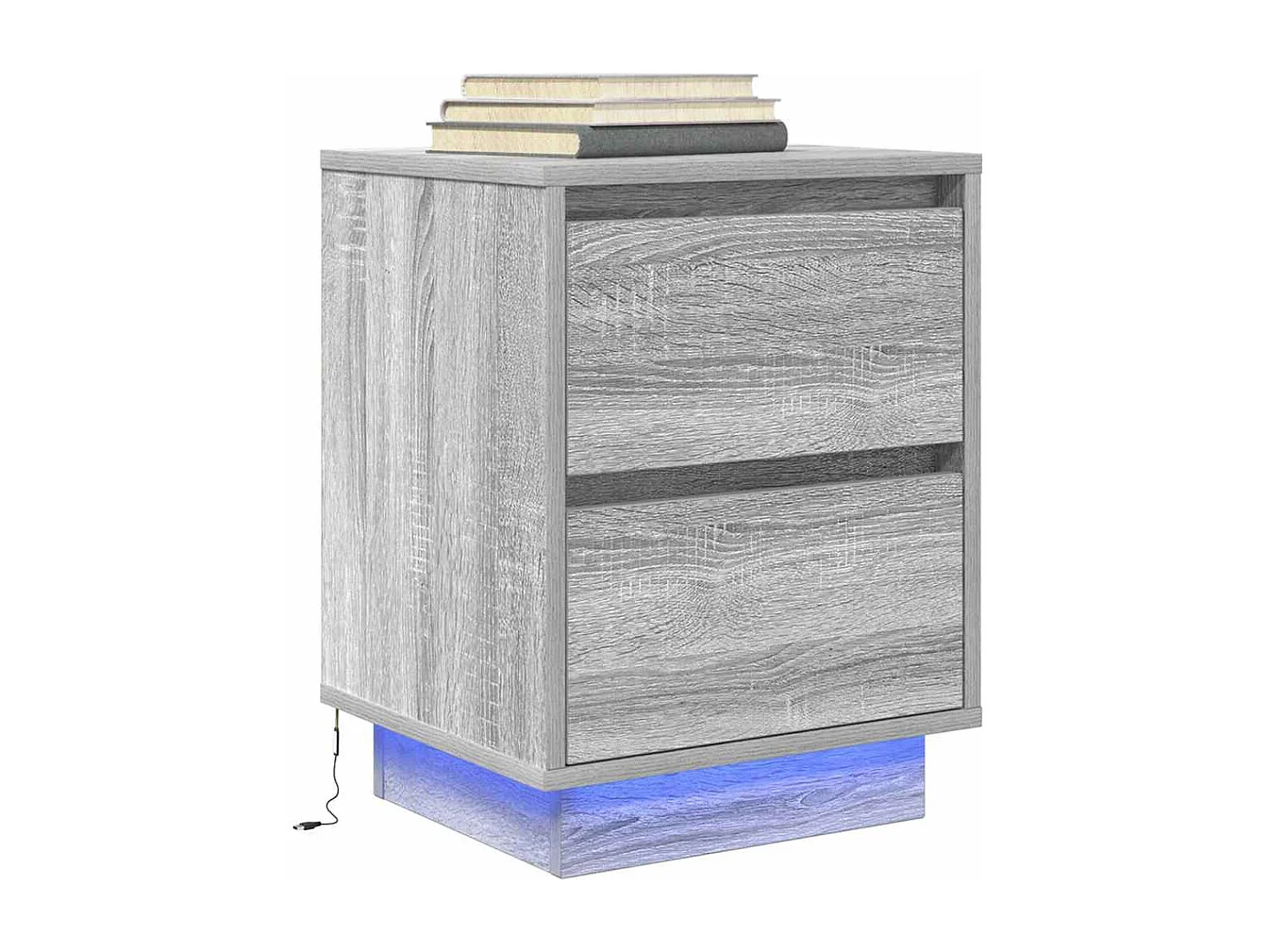Nachttisch mit LED-Leuchten Grau Sonoma 38x34x50 cm