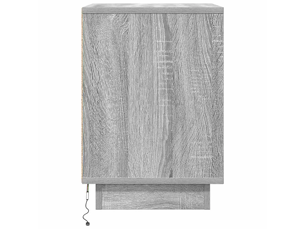 Comodino con Luci LED Grigio Sonoma 38x34x50 cm
