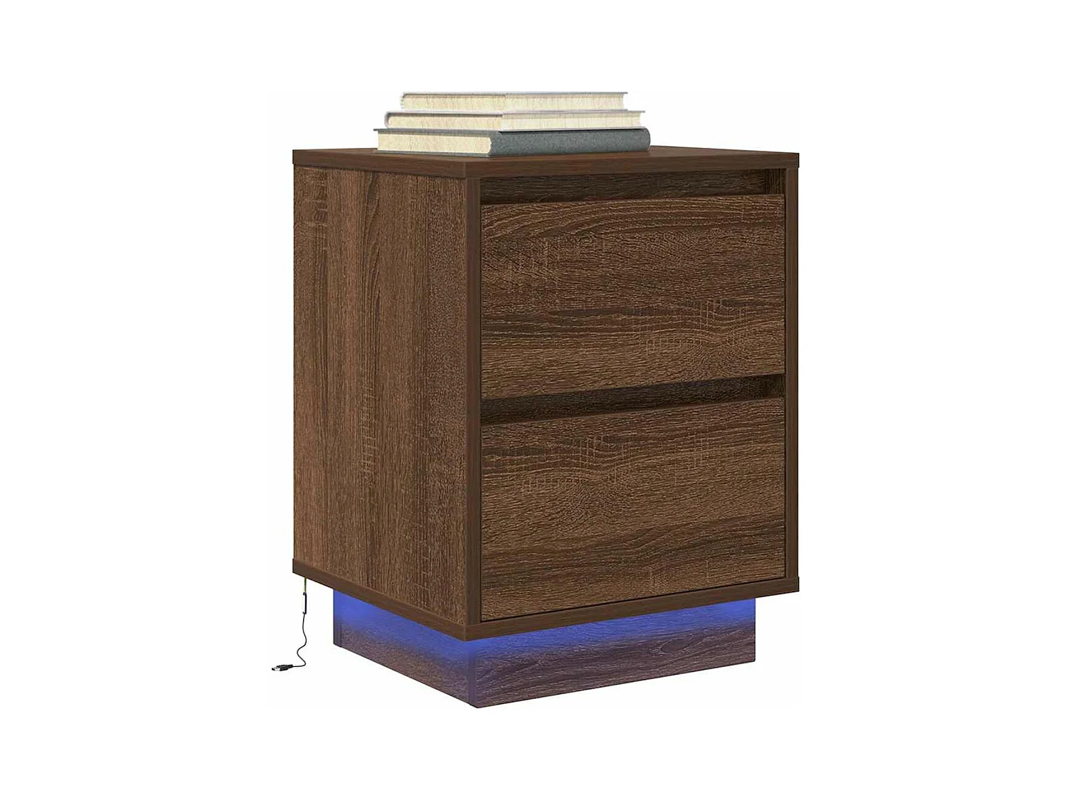 Table de chevet avec lumières LED chêne marron 38x34x50 cm