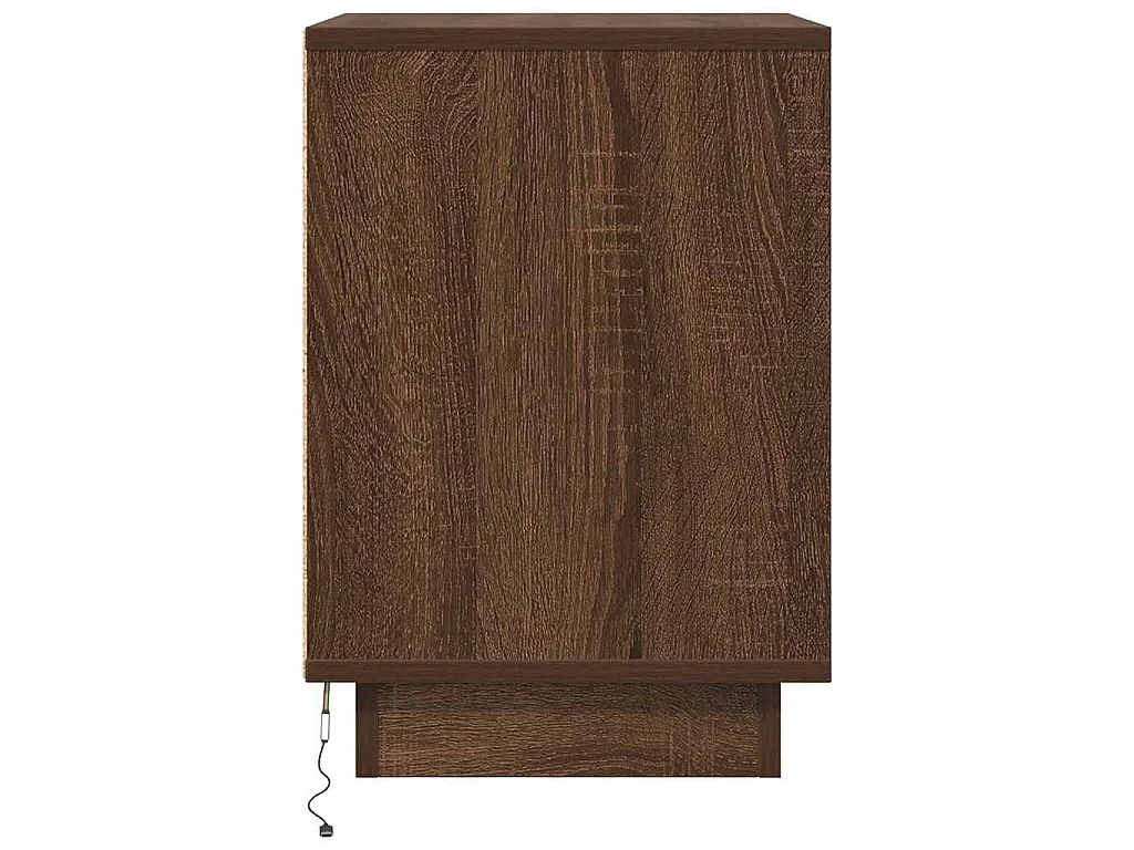 Nachttisch mit LED-Leuchten Braun Eichen-Optik 38x34x50 cm