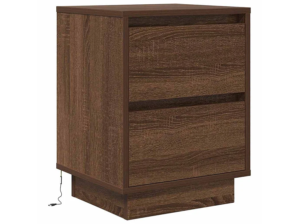 Table de chevet avec lumières LED chêne marron 38x34x50 cm