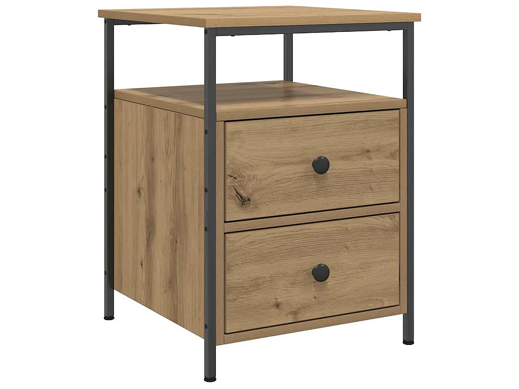 Table de chevet chêne artisanal 44x45x60 cm bois d'ingénierie
