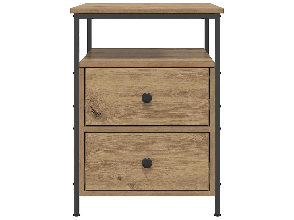 Table de chevet chêne artisanal 44x45x60 cm bois d'ingénierie