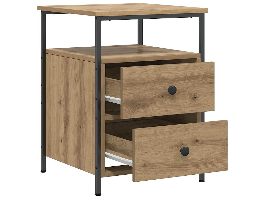 Table de chevet chêne artisanal 44x45x60 cm bois d'ingénierie