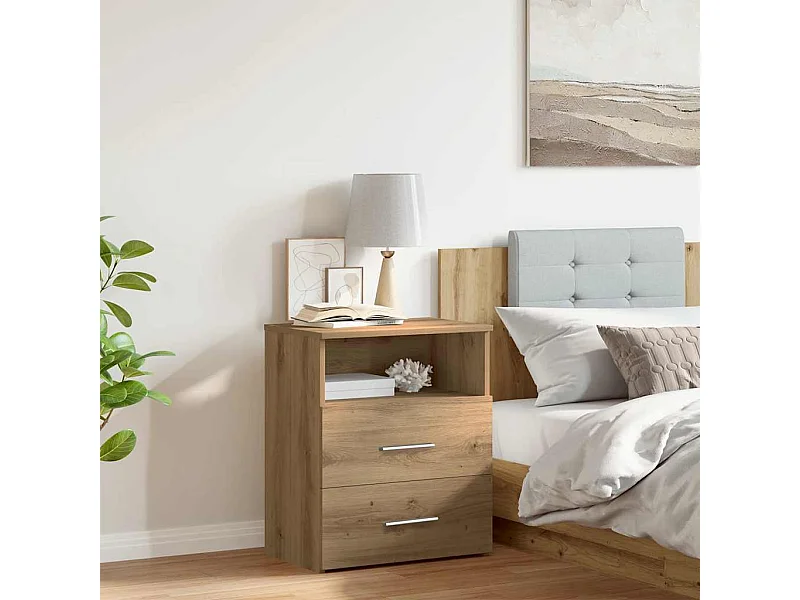 Comodino Rovere Artigianale 50x32x60 cm in Legno Multistrato