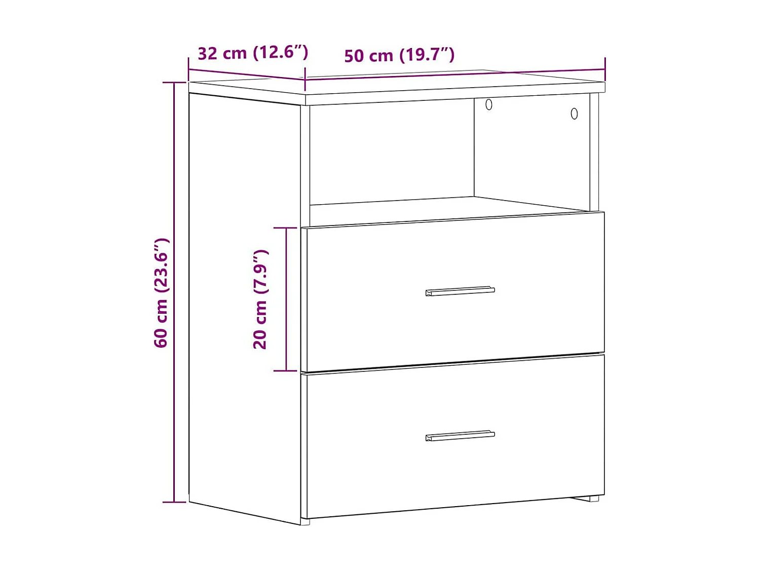 Nachttisch Artisan-Eiche 50x32x60 cm Holzwerkstoff