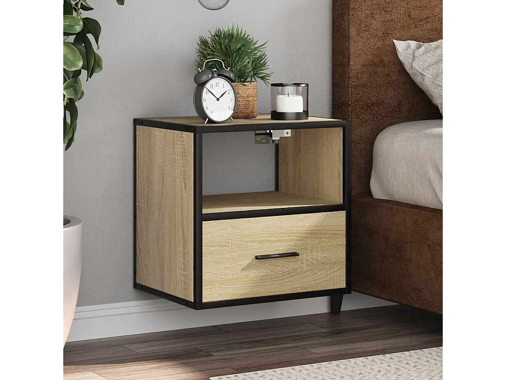 Table de chevet murale chêne sonoma 40x31x39,5 cm