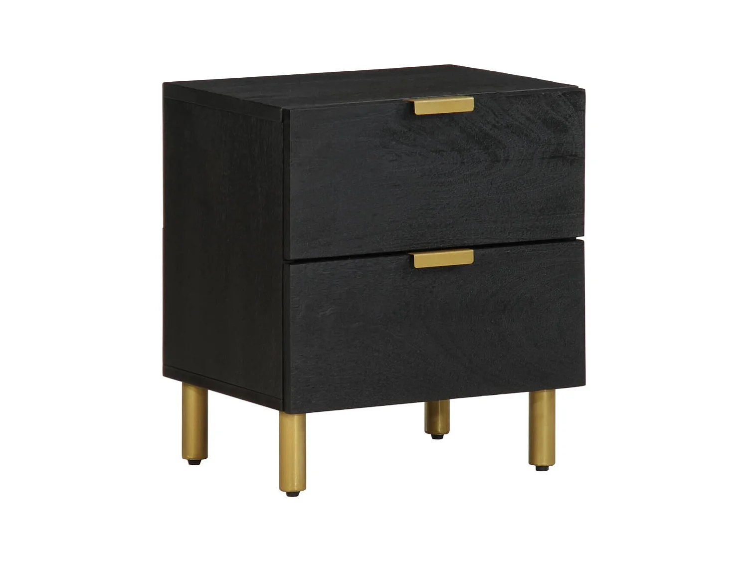 Nachttisch Schwarz 40x33x46 cm Massivholz Mango