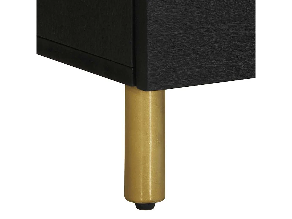 Table de chevet noir 40x33x46 cm bois de manguier solide