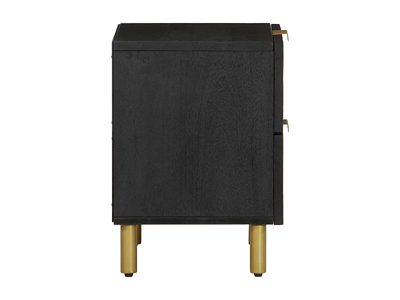 Nachttisch Schwarz 40x33x46 cm Massivholz Mango