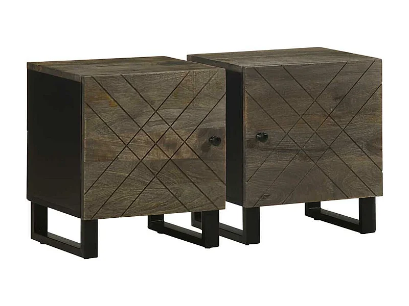 Tables de chevet 2 pcs noir 40x33x46 cm bois de manguier solide