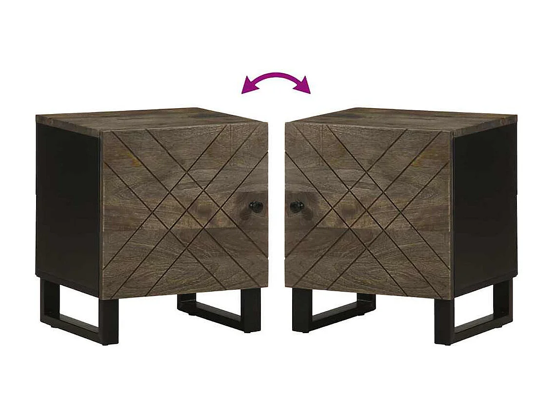 Tables de chevet 2 pcs noir 40x33x46 cm bois de manguier solide
