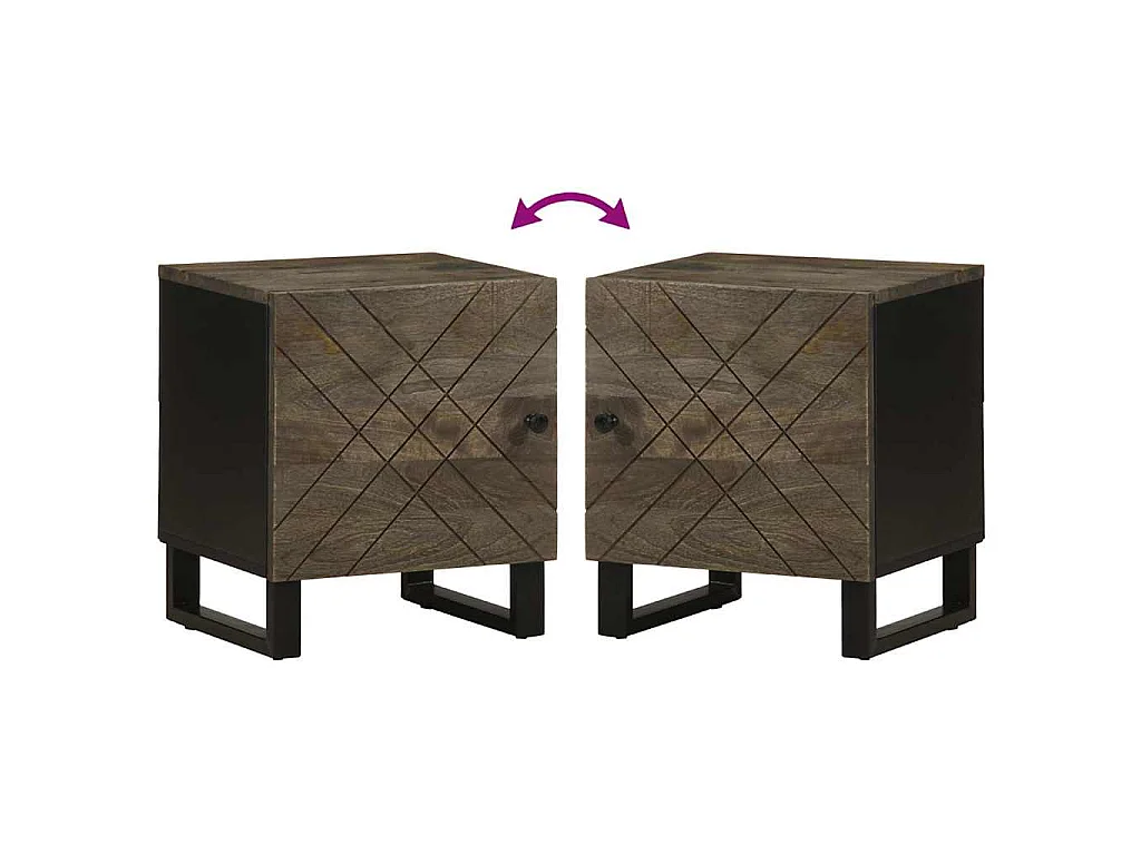 Nachtkastjes 2 st 40x33x46 cm massief mangohout zwart