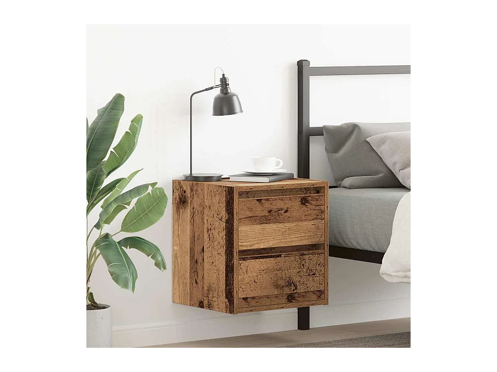 Table de chevet murale vieux bois 38x34x40 cm