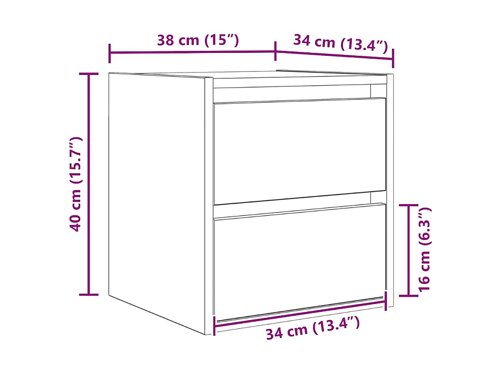 Comodino a Muro Legno Antico 38x34x40 cm