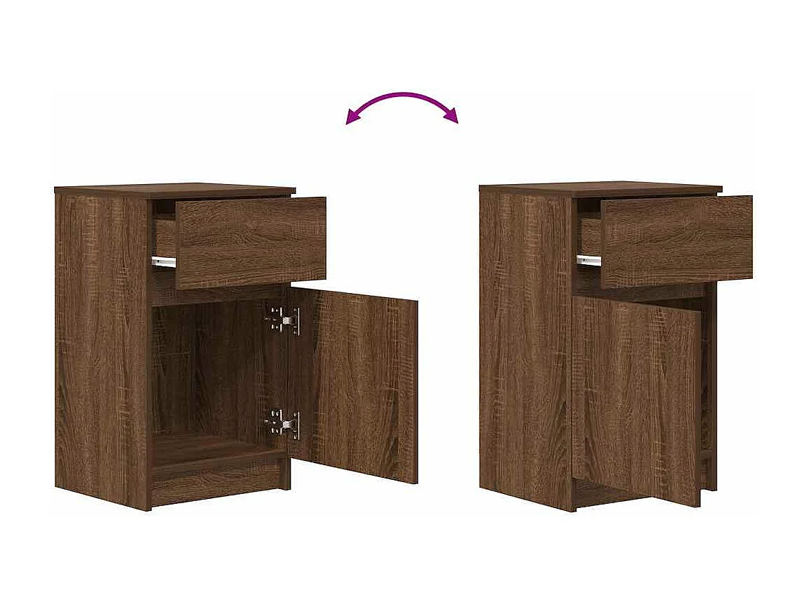 Mesa cabeceira 39x35x65 cm derivados madeira carvalho castanho