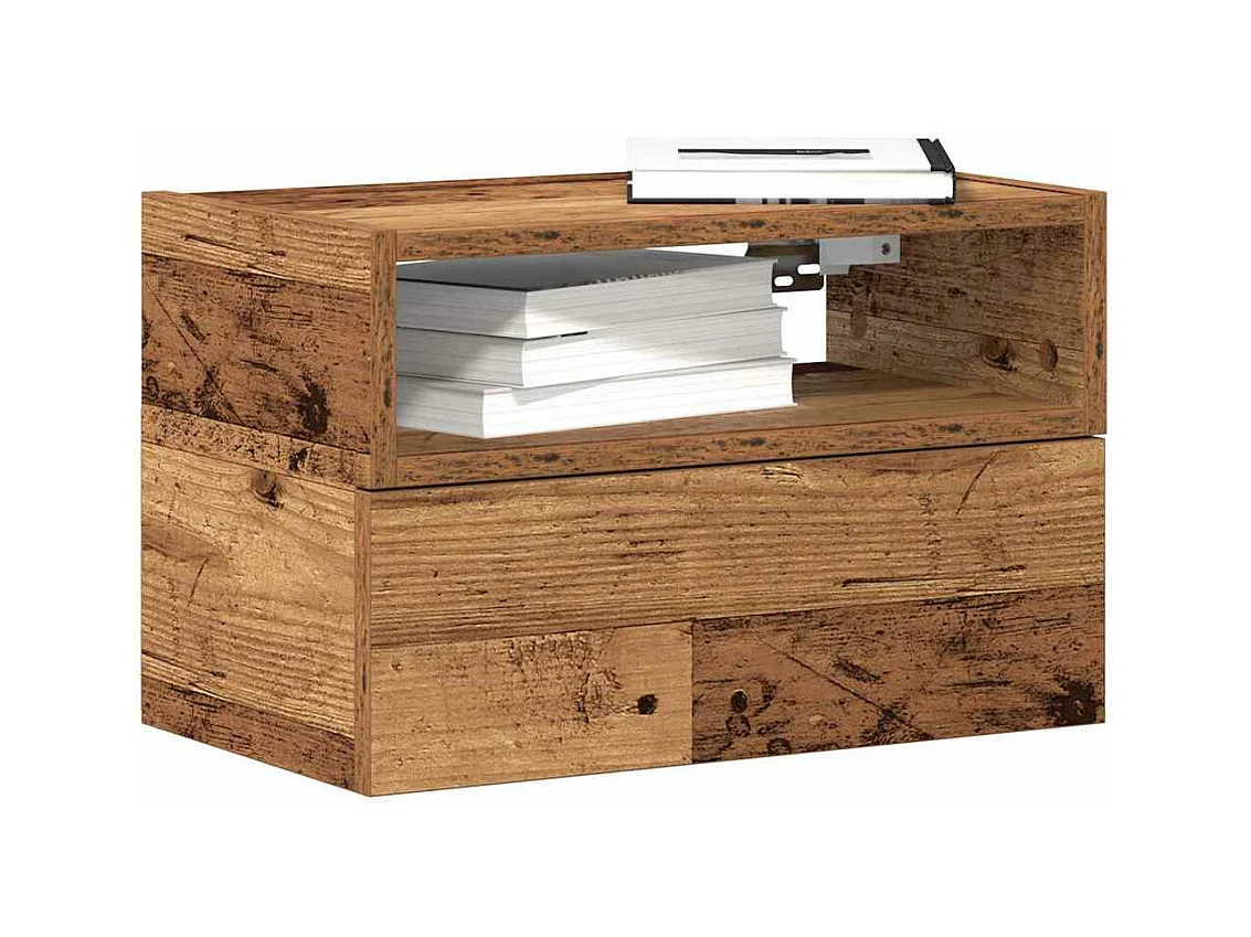 Tables de chevet murales 2 pcs vieux bois 45x26x28,5 cm
