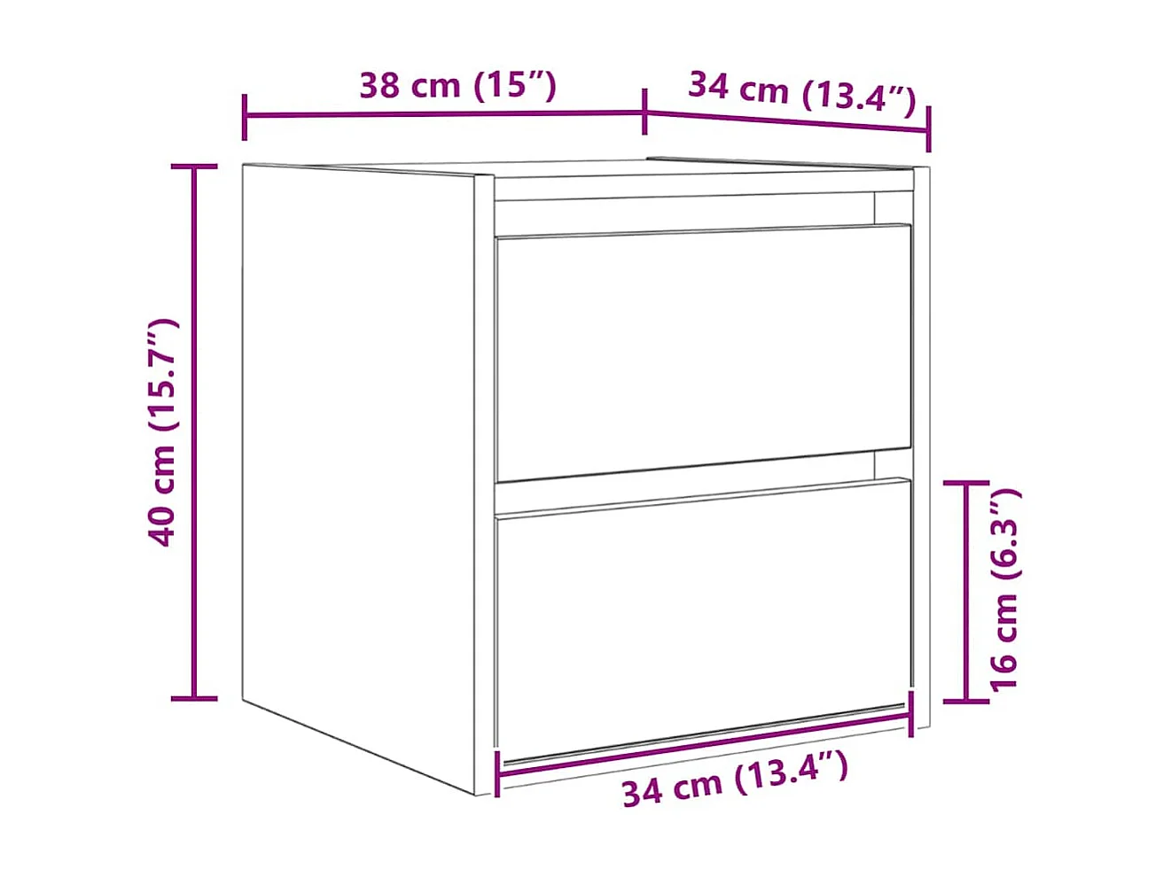 Tables de chevet murales 2 pcs vieux bois 38x34x40 cm