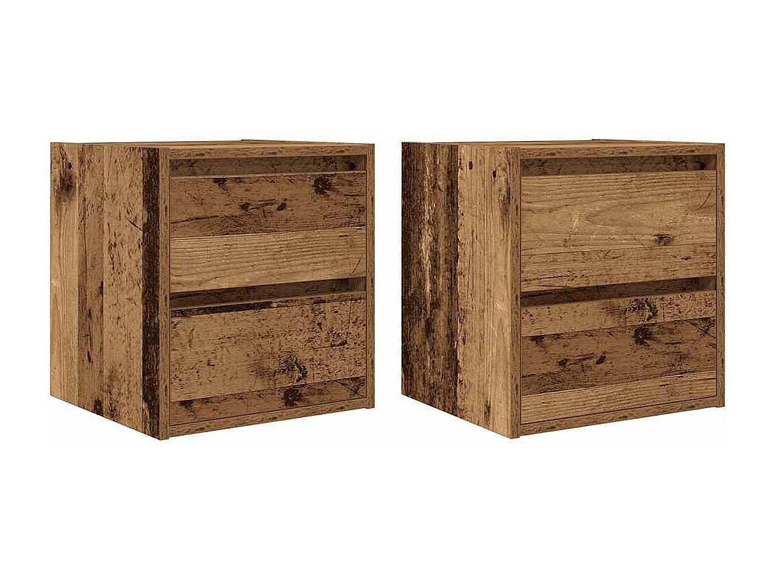 Mesillas de noche de pared 2 uds madera vieja 38x34x40 cm