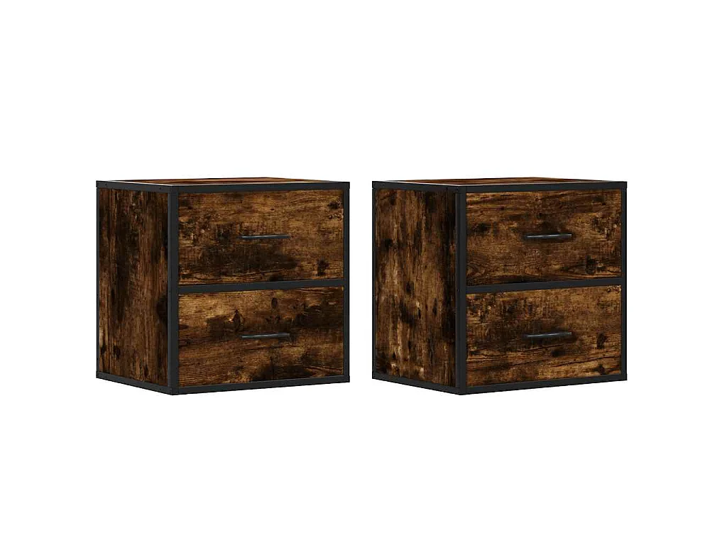 Comodini a Muro 2 pz Rovere Fumo 40x31x39,5 cm