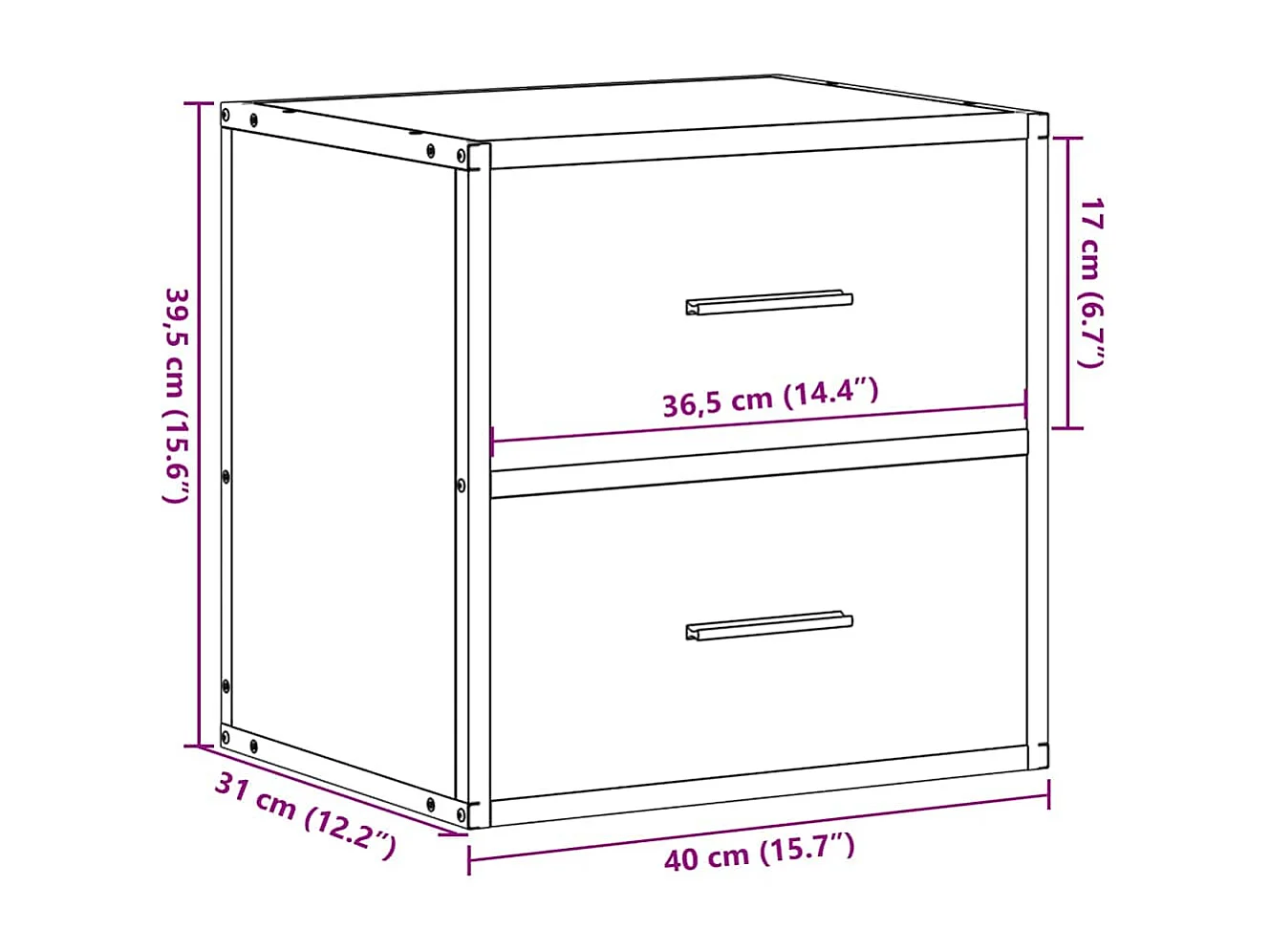 Comodini a Muro 2 pz Rovere Fumo 40x31x39,5 cm